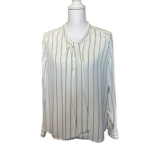 NWT Eva Longoria for The Limited White Blouse with Black Pin Stripes, Size M